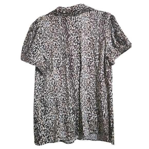 Apt. 9 Women's 1X Brown Leopard Print Blouse Shirt Button Up Stretch Classic Top - Picture 6 of 10